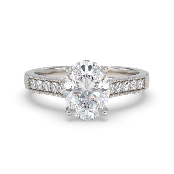 Oval Diamond Shoulder Set Ring