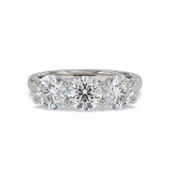 0.91ct SI1/H Round cut Natural Diamond Trilogy Ring in Platinum
