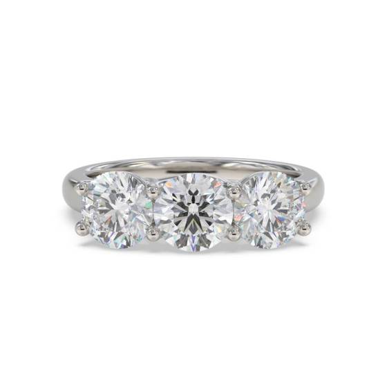 0.94ct SI2/H Classic Natural Round Diamond Trilogy Ring in Platinum