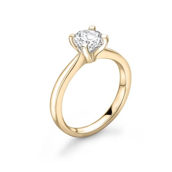 1.00ct VVS2/H Natural Round Diamond Solitaire Ring in 18k Yellow Gold