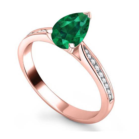 Fancy Emerald Green Pear Diamond Shoulder Set Ring