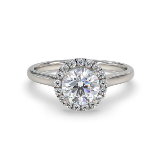 0.65ct VS1/G Elegant Natural Round Diamond Single Halo Ring in Platinum