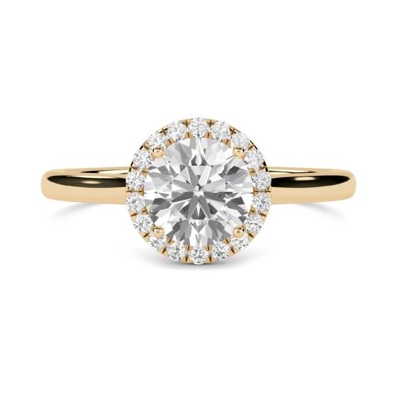 GIA Certified 0.70ct SI2/E Elegant Natural Round Diamond Single Halo Ring in 18k Yellow Gold