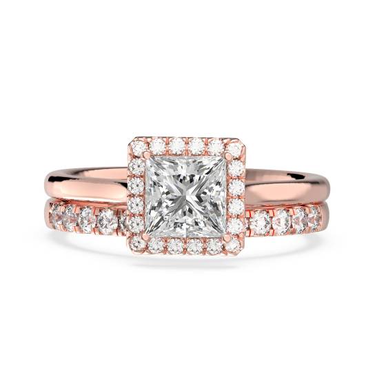 Princess  Diamond Halo Bridal Set