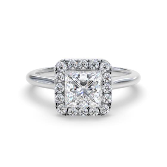 Elegant Princess Diamond Single Halo Ring