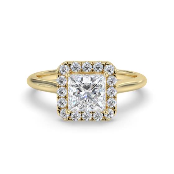 Elegant Princess Diamond Single Halo Ring