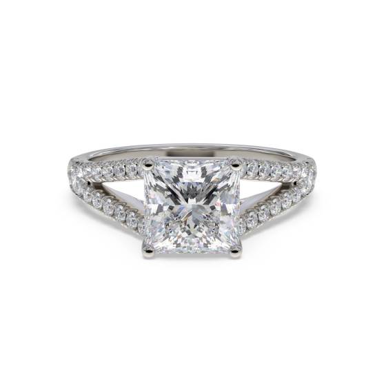 Princess Diamond Shoulder Set Ring