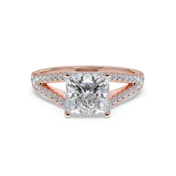 Princess Diamond Shoulder Set Ring