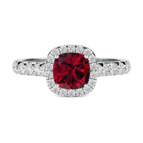 Ruby and Diamond Halo Ring