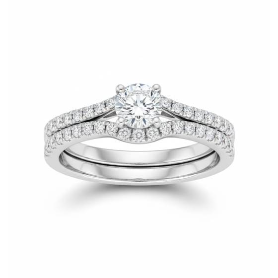 Diamond Shoulder Set Ring With Matching Band