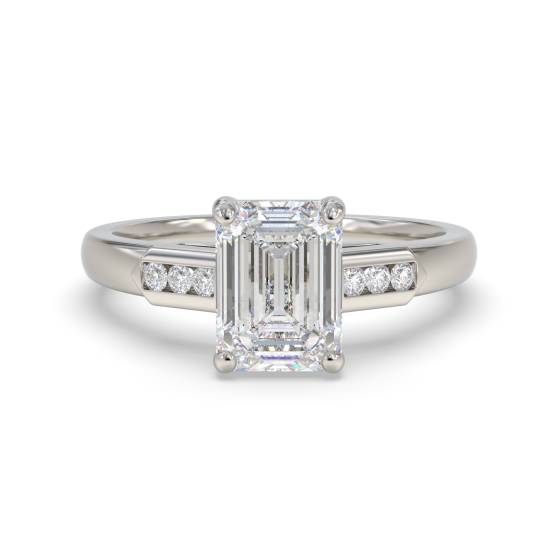 Emerald Diamond Shoulder Set Ring