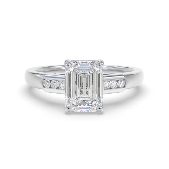 Emerald Diamond Shoulder Set Ring
