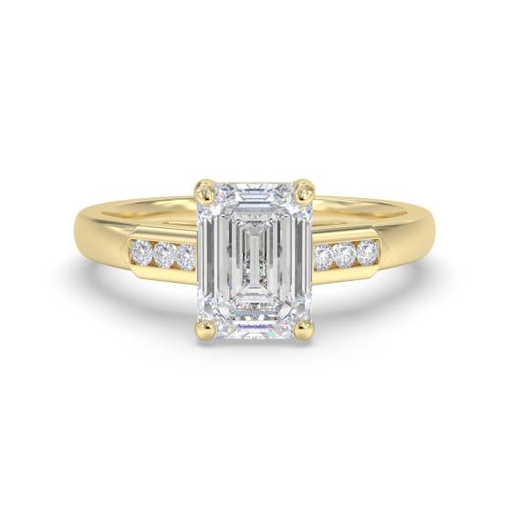 Emerald Diamond Shoulder Set Ring
