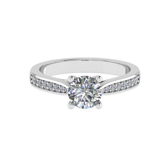 1.20ct VS2/H Natural Round Diamond Shoulder Set Ring in Platinum
