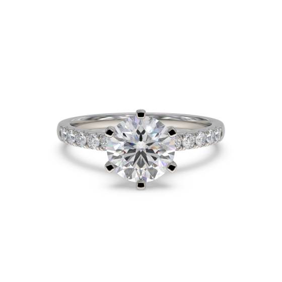 0.65ct SI2/F Natural Round Diamond Shoulder Set Ring in Platinum