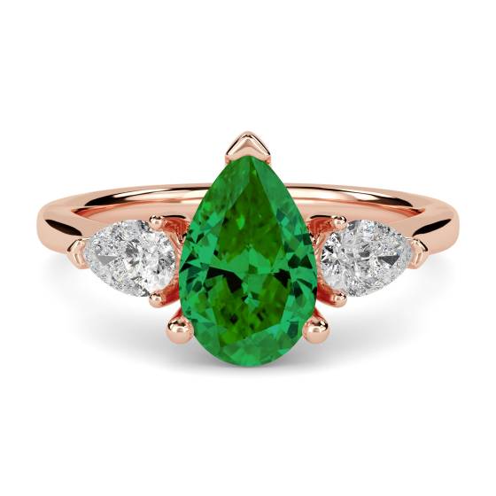 Elegant Emerald Diamond Trilogy Ring