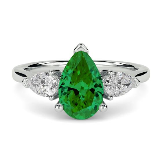 Elegant Emerald Diamond Trilogy Ring