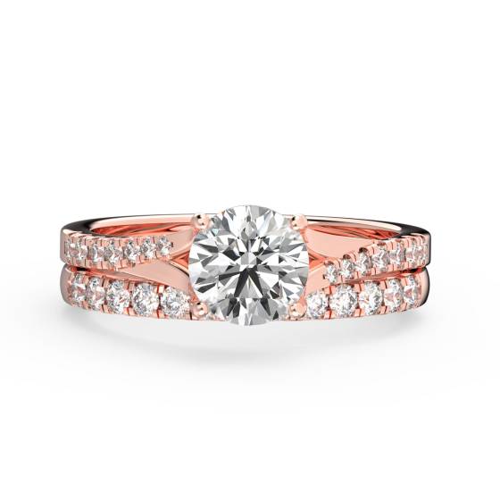 Round Diamond Shoulder Set Bridal Set