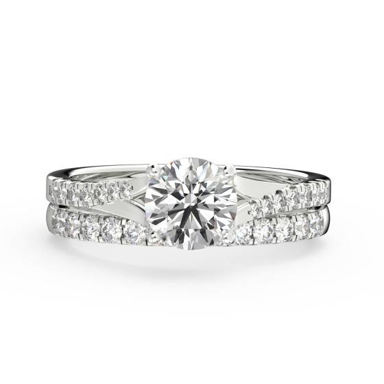 Round Diamond Shoulder Set Bridal Set