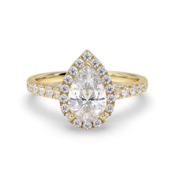 Pear Diamond Single Halo Shoulder Set Ring