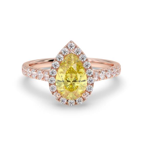 Fancy Yellow Pear Diamond Cluster Ring