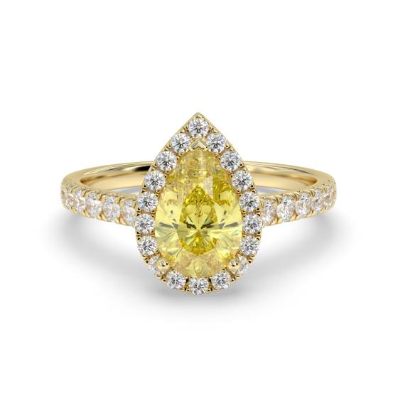Fancy Yellow Pear Diamond Cluster Ring