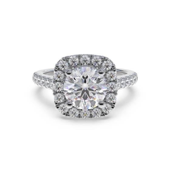 Modern Round Diamond Single Halo Ring
