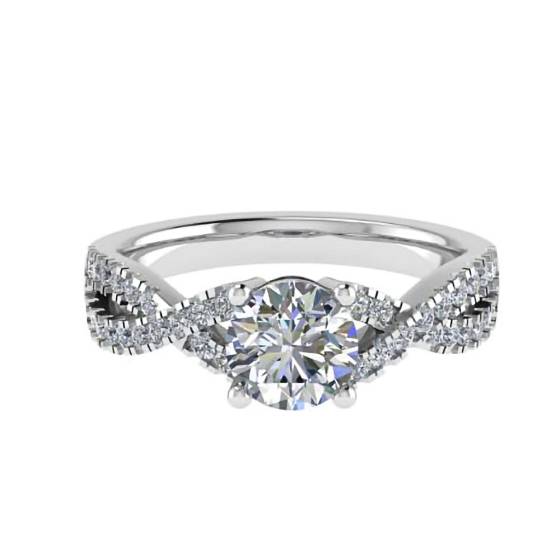 1.15ct I1/E Natural Round Diamond Shoulder Set Engagement Ring in Platinum