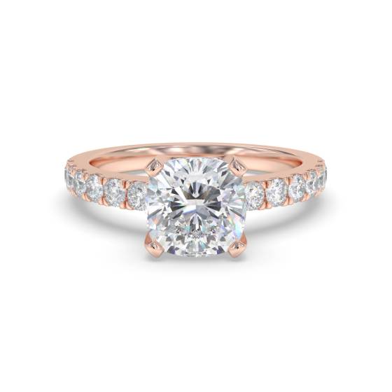 Cushion Diamond Shoulder Set Ring