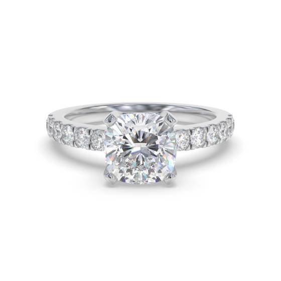 Cushion Diamond Shoulder Set Ring