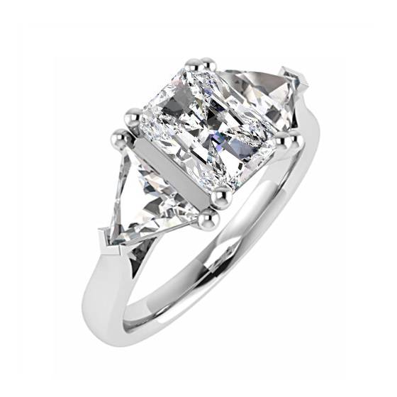GIA Certified 1.00ct SI1/F Elegant Natural Radiant and Trillian Diamond Trilogy Ring in Platinum