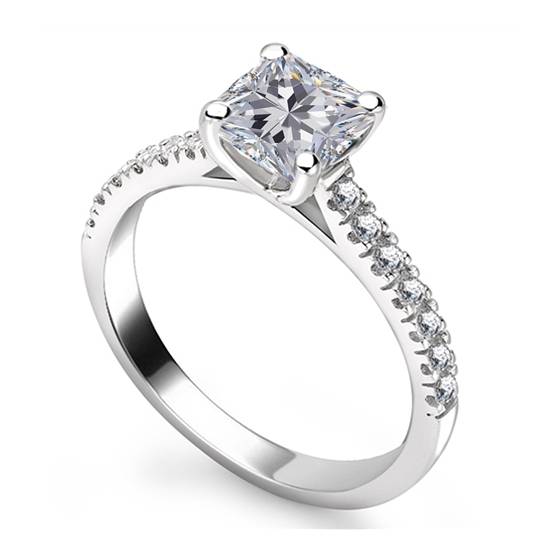 GIA Certified 0.52ct FL/D Natural Princess Diamond Shoulder Set Ring in 18k White Gold