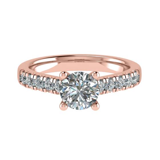 1.00ct VS2/D Natural Round Diamond Shoulder Set Ring in 18k Rose Gold