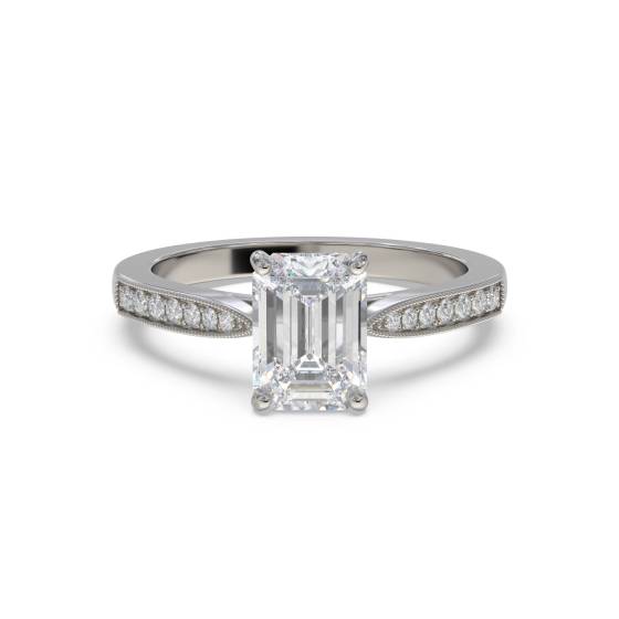 Emerald Diamond Shoulder Set Ring