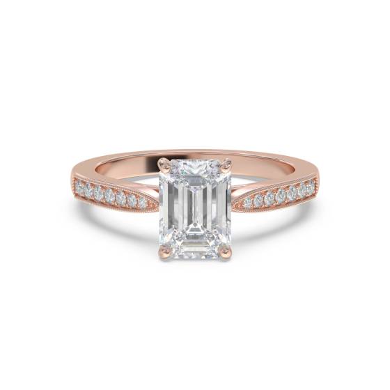 Emerald Diamond Shoulder Set Ring