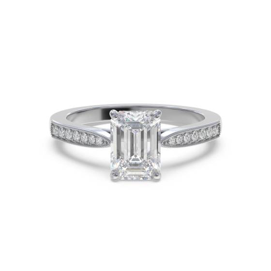 Emerald Diamond Shoulder Set Ring