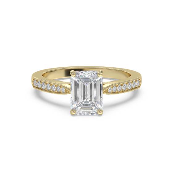 Emerald Diamond Shoulder Set Ring