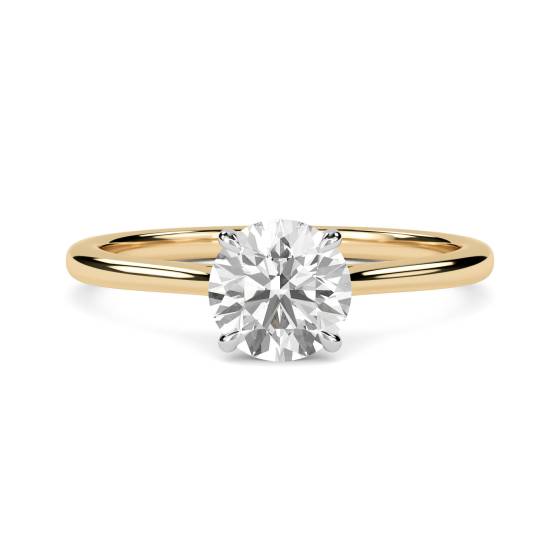 1.00ct SI2/E Natural Round Diamond Solitaire Ring in 18k Yellow/White Gold