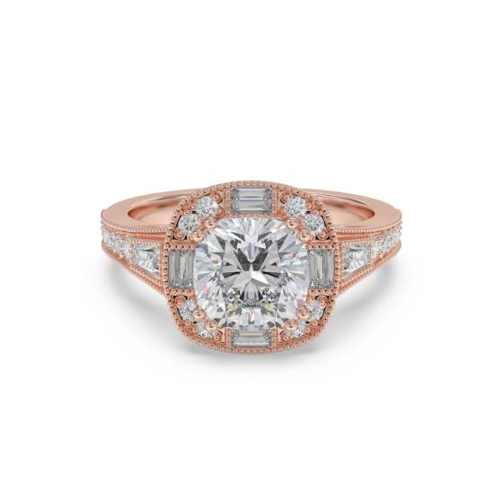 Cushion and Baguette Diamond Designer Ring