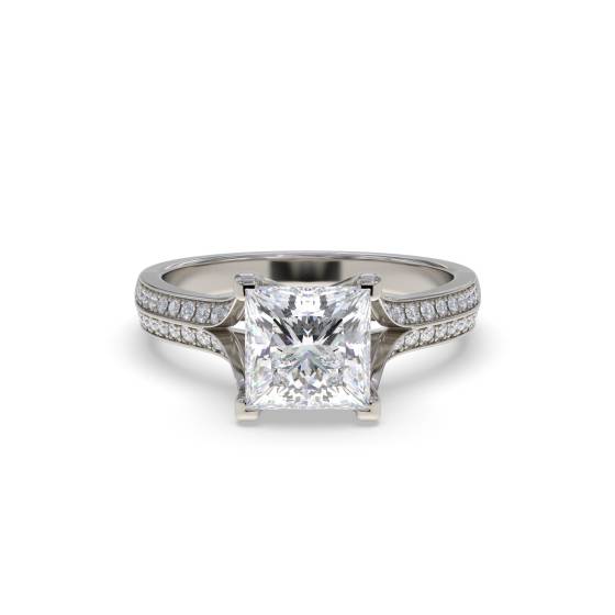 Elegant Princess Diamond Split Shoulder Set Ring