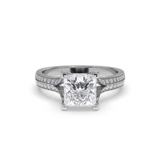 Elegant Princess Diamond Split Shoulder Set Ring