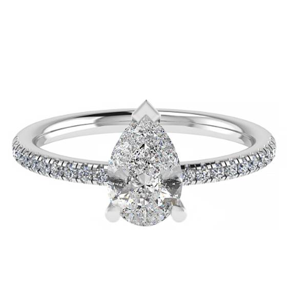 1.50ct I1/G Natural Pear Diamond Shoulder Set Ring in Platinum