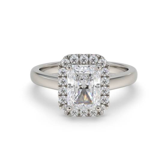 Radiant and Round Diamond Single Halo Ring