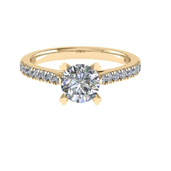 0.50ct VS1/E Natural Round Diamond Shoulder Set Ring in 18k Yellow Gold