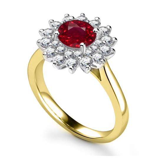 2.00ct VS/AAA Red Ruby and Natural Diamond Gemstone Ring