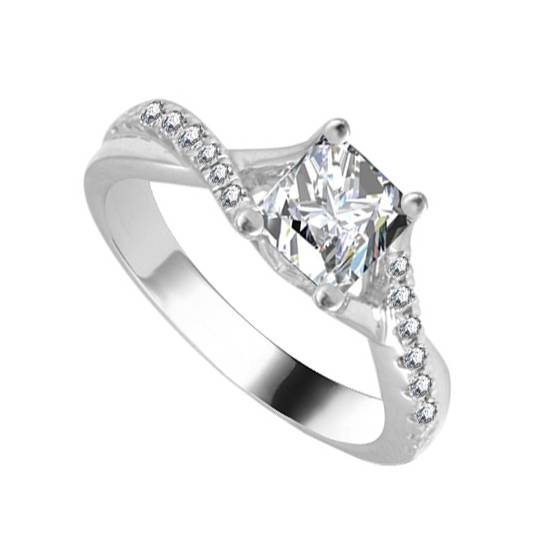 0.65ct SI2/H Infinity Twist Natural Princess Diamond Engagement Ring in 18k White Gold