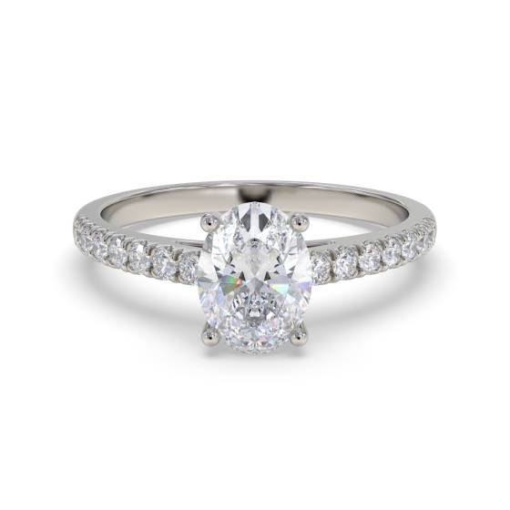 Oval Diamond Shoulder Set Ring