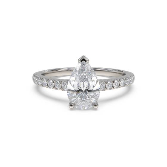 0.65ct SI2/F Natural Pear Diamond Shoulder Set Ring in Platinum