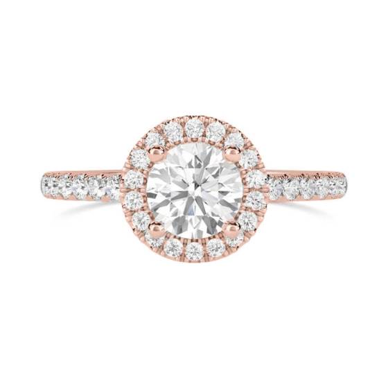 Round Diamond Single Halo Shoulder Set Ring