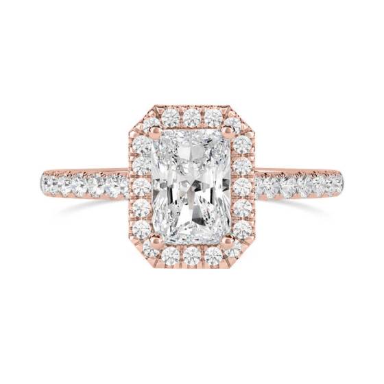 Radiant Diamond Single Halo Shoulder Set Ring